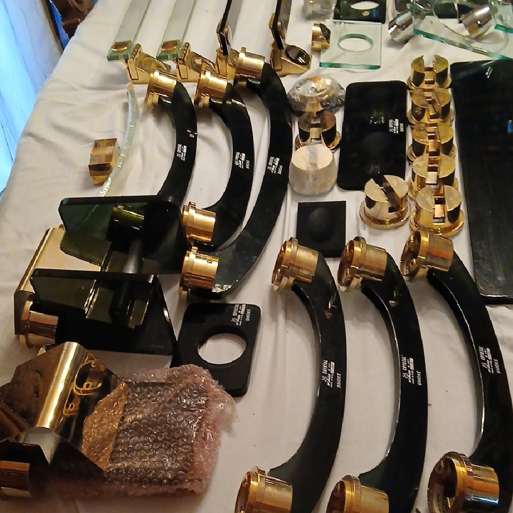 Italian 100% Crystal Bath Towel Bars & Accessory Set